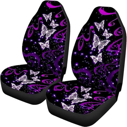 Purple Galaxy Butterfly Seat Covers for Cars 4pcs Auto