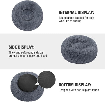 Veehoo Calming Cat Bed for Small Cats 20", Dark