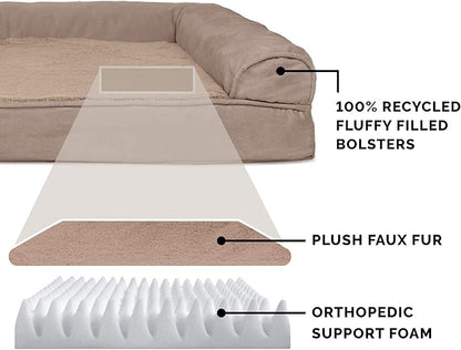 Furhaven Orthopedic Dog Bed for Large Dogs w/ Removable Bolsters & Washable Cover 95 lbs
