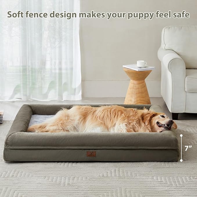 WNPETHOME Washable Dog Beds Large Sized Dog, XL Dog Couch, Orthopedic Dog Sofa Bed with Removable & Waterproof Cover, Extra Large Dog Bed with Bolster Sides for Sleeping, Big Dog Couch Bed with Sides