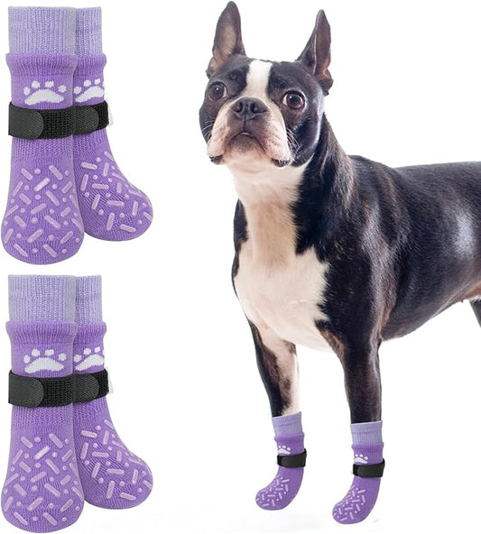 SCENEREAL Dog Socks to Prevent Licking Paws for Hot Pavement, Anti Slip Long Dog Grip Socks for Hardwood Floors, Dog Shoes Booties&Paw Protector for Small Medium Large Senior Dog, Pet Socks for Wounds
