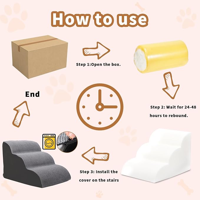 Dog Stairs for Small Dogs 3 Steps