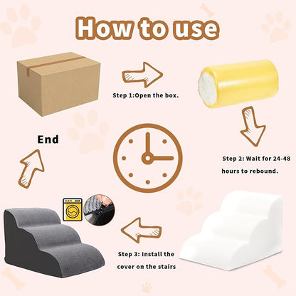 Dog Stairs for Small Dogs 3 Steps