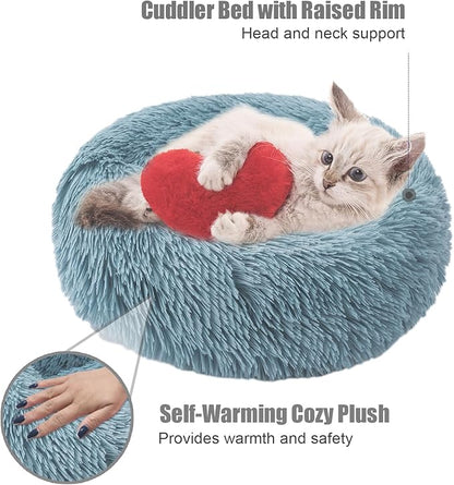 Aurako Cat Bed Dog Bed Round Cushion Pet 16" Cyan