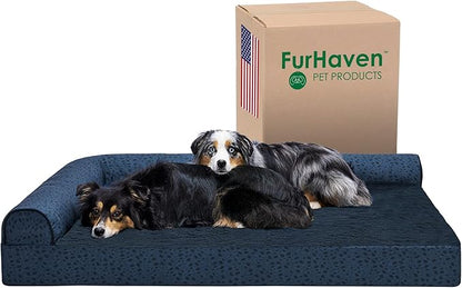 Furhaven Cooling Gel Dog Bed for Large Dogs w/ Removable Bolsters & Washable Cover 125 lbs