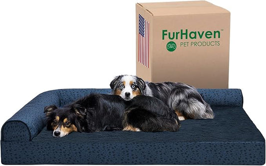 Furhaven Cooling Gel Dog Bed for Large Dogs w/ Removable Bolsters & Washable Cover 125 lbs