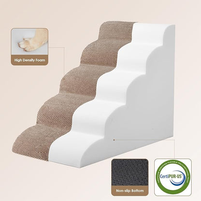 EHEYCIGA Curved Dog Stairs for High Beds 22.6" H 5-Step Dog
