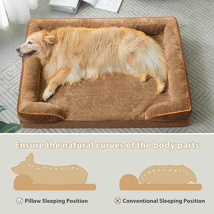 WNPETHOME Waterproof Dog Beds for Large Dogs, Orthopedic XL Dog Bed with Sides, Big Dog Couch Bed with Washable Removable Cover, Pet Bed Sofa with Non-Slip Bottom for Sleeping