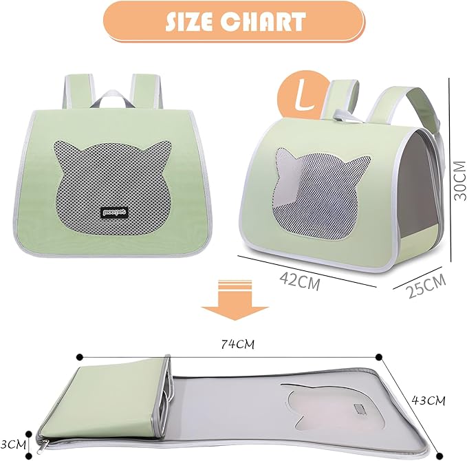 Cat Backpack Carrier, Small Dog Traveler Carrier Backpack for Medium Large Cats, Foldable Ventilated Backpack with Thick Shoulder Strap, Airline Approved, Hiking (12lb) (Gray)