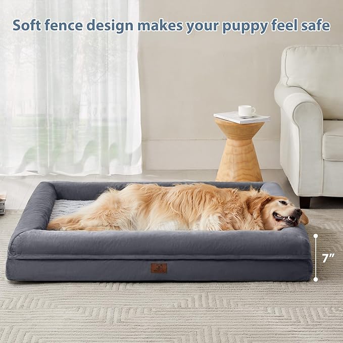 WNPETHOME Washable Dog Beds Large Sized Dog, XL Dog Couch, Orthopedic Dog Sofa Bed with Removable & Waterproof Cover, Extra Large Dog Bed with Bolster Sides for Sleeping, Big Dog Couch Bed with Sides