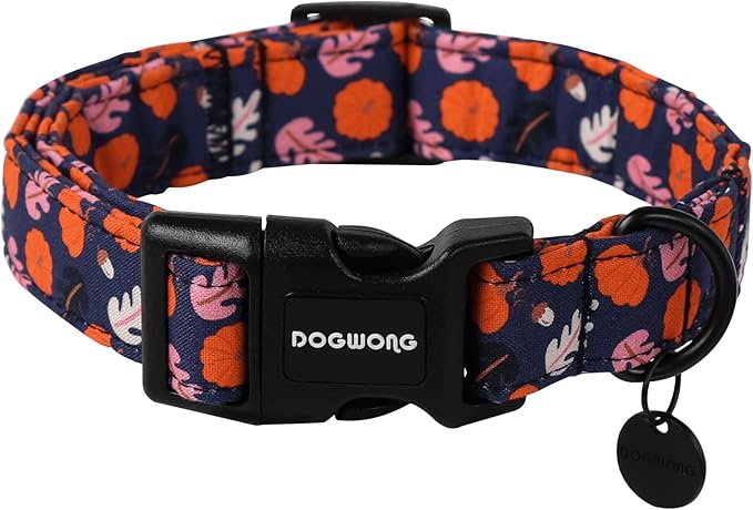 DOGWONG Pumpkin Dog Collar, Fall Orange Pumpkin Halloween Dog Collar Cute Comfortable Pumpkin Fall Holiday Male Female Dog Collar for Small Puppy Dog