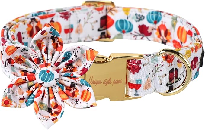 Unique Style Paws Cotton Dog Collar with Bow