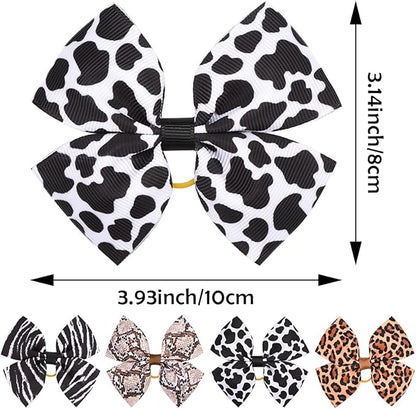24Pcs/12 Pairs Big Dog Hair Bows Animal Print