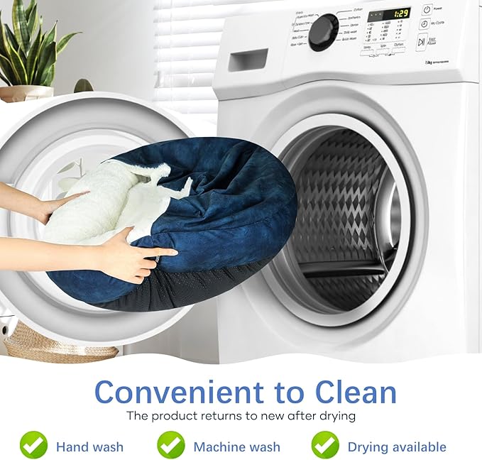 Cozy Soft Dog Bed with Hooded Blanket Warm Calming Cat Cave for Small Medium Dogs and Cats 23x23x6″