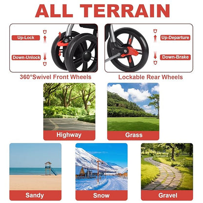 Petmolico Folding Dog Stroller Pet Stroller Waterproof Cats Travel Carrier Puppy Stroller with Cup Holder & Removable Liner