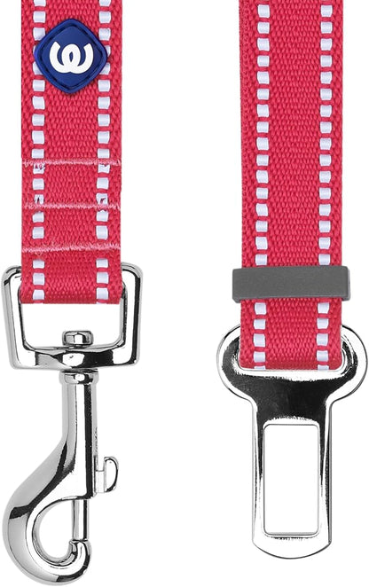 Blueberry Pet Essentials Pastel Color Reflective Matching Dog Harness Vest and Seatbelt Set in Very Berry