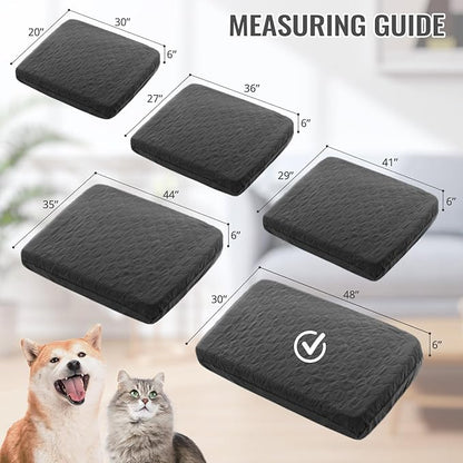 nanbowang Waterproof Dog Bed Covers Replacement Washable Pet Hair Easy to Remove, Dog Pillow Cover Quilted, Pet Bed Cover Lovely Puppy Bed Cover for Dog/Cat (48X30X6(1pack), Dark Grey)