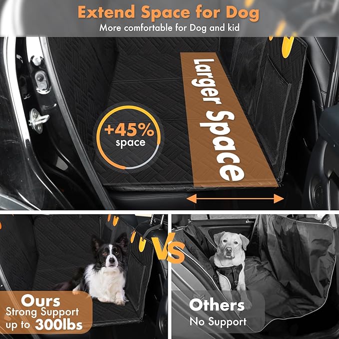 Dog Car Seat Cover for Back Seat 300lbs,Waterproof Dog