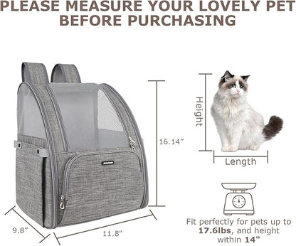 Cat Backpacks for Carrying Cats Pet Backpack Carrier for Small Dogs and Cats, Fully Ventilated Mesh Dog Backpack, Portable Cat Carrier for Travel, Hiking, Walking