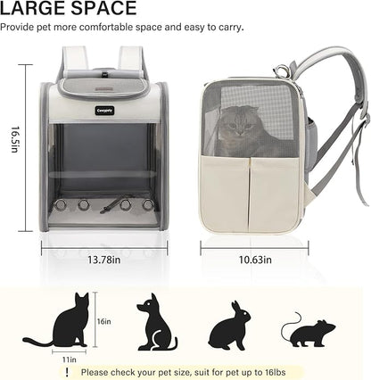 Cat Carrier Backpack,Cat Carrier with Window Blind，Cat Backpack for Small Cats Dogs, Safety Straps, Collapsible, Breathability,Designed for Travel, Hiking, Outdoor,Car