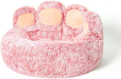 Jiupety Pet Round Bed of Paw Shape (22"×22"×6"), Pink