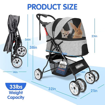 Nobleza Pet Stroller 4 Wheels 33 lbs