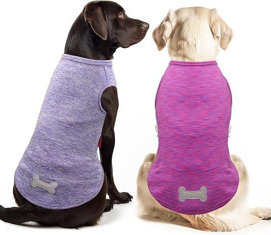KYEESE 2 Pack Dog Shirts for Large Dogs Quick Dry Breathable Stretchy Sun Protection Dog T-Shirts with Reflective Label Tank Top Sleeveless Vest Dog Clothes 3XL