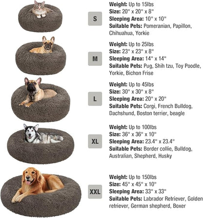 Veehoo Calming Dog Bed for Large Medium Dogs 45 lbs 30", Brown