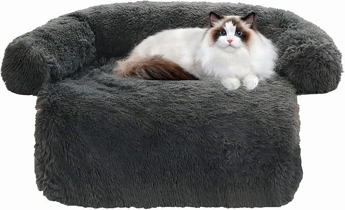 Calming Dog Bed Fluffy Plush Dog Mat for Furniture Protector with Removable Washable Cover for Large Medium Small Dogs and Cats (XS(31“x27.5”x5“)