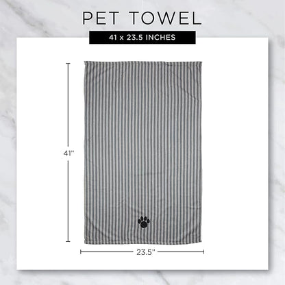 Bone Dry Pet Grooming Towel Collection Absorbent Microfiber X-Large, 41x23.5", Striped Navy