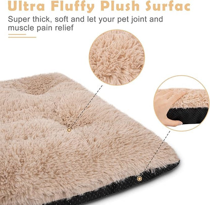 JOEJOY Large Dog Bed Crate Pad Anxiety，35" x 23", Beige