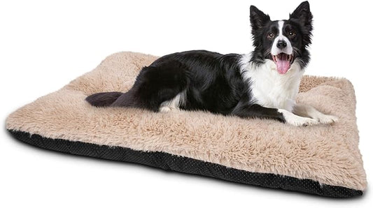 JOEJOY Dog Bed Crate Pad Anxiety，29" x 21", Beige
