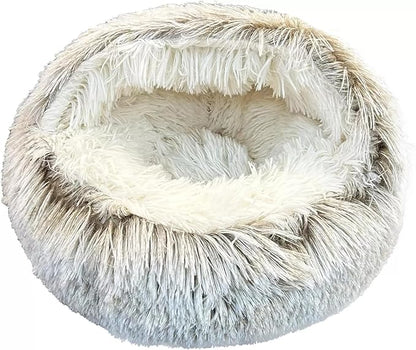Cat Bed Round Fluffy Hooded Cat Bed Cave
