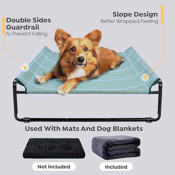 Veehoo Medium Elevated Dog Bed with Flannel Dog Blanket CWC2201B