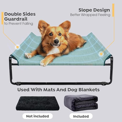 Veehoo Medium Elevated Dog Bed with Flannel Dog Blanket CWC2201B