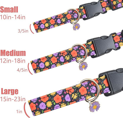 Flower Patterns Dog Collar with Accessories
