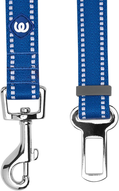 Blueberry Pet Essentials Pastel Color Reflective Matching Dog Harness Vest and Seatbelt Set in Navy