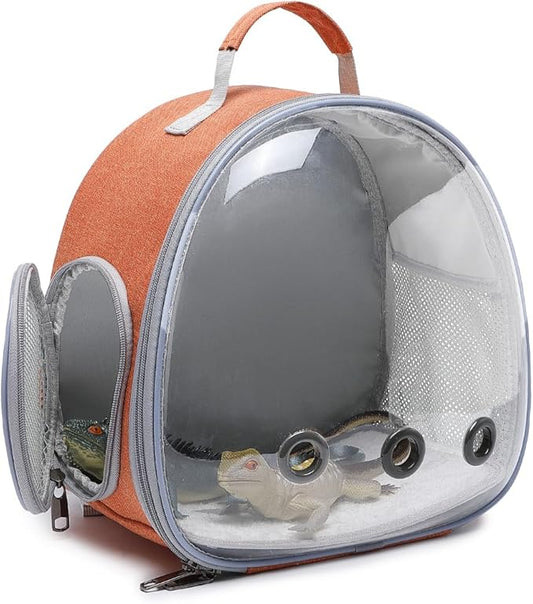 Small Animal Carrier Backpack Space Capsule Bubble Window Carrier Backpack for Lizard Guinea Pig (Orange)