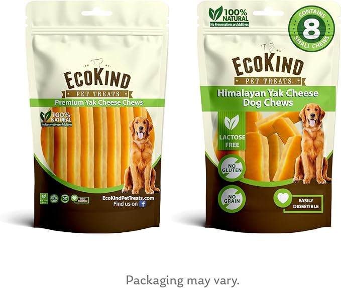 EcoKind Himalayan Yak Cheese Dog Chew | Great for Dogs, Treat for Dogs, Keeps Dogs Busy & Enjoying, Indoors & Outdoor Use (8 Small Sticks)