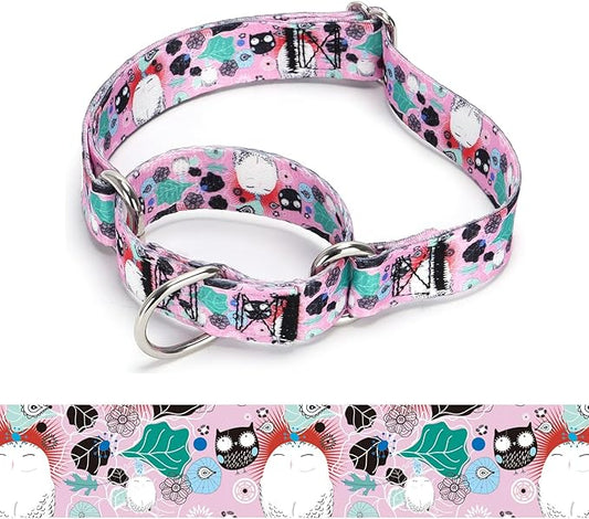 Martingale Dog Collars - Flower Multicolor Cute Patterns, Adjustable Nylon Training Dog Collar Suitable for Boy and Girl Dogs Medium Large Dogs (9, L)