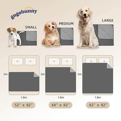 gogobunny 100% Double-Sided Waterproof Dog Bed Cover Pet Blanket Sofa Couch Furniture Protector for Puppy Large Dog Cat, Reversible (68x82 Inch (Pack of 1), Dark Grey/Light Grey)