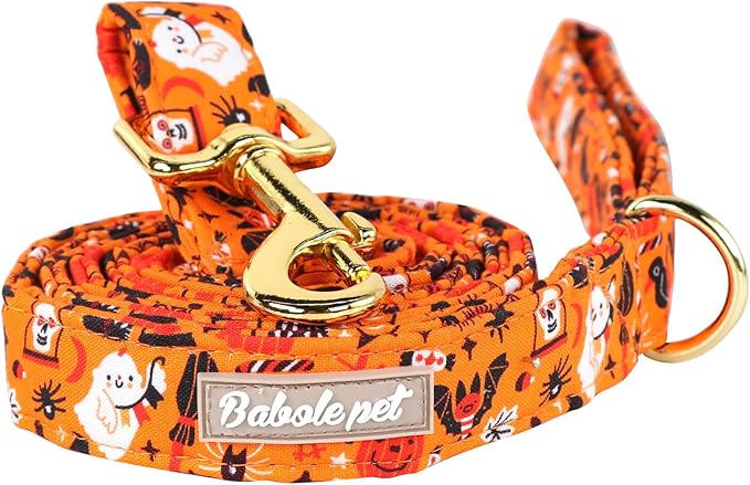 Halloween Dog Leash Durable Handmade Orange Gold Pumpkin 120cm