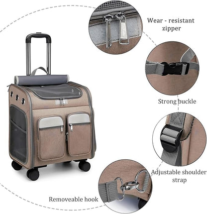 Wheeled Pet Carrier Backpack Breathable Pet Carrier