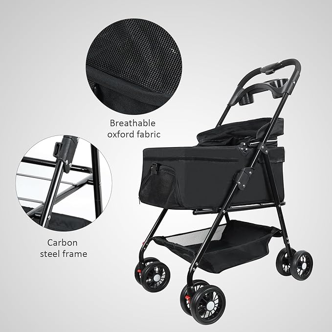 Pet Stroller for Cats/Dogs 4 Wheels 30lbs Small