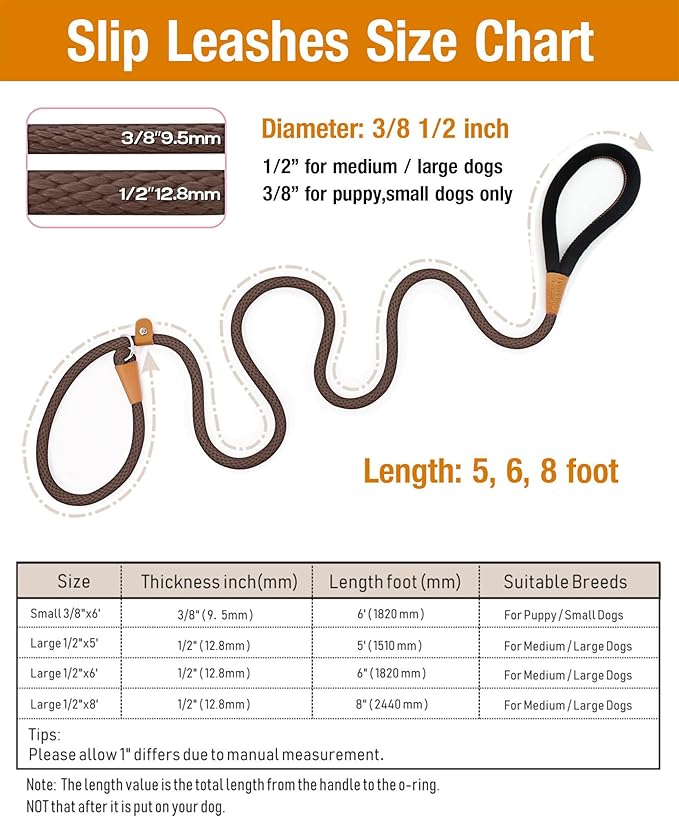 lynxking 8 FT Dog Leash Slip Lead 2