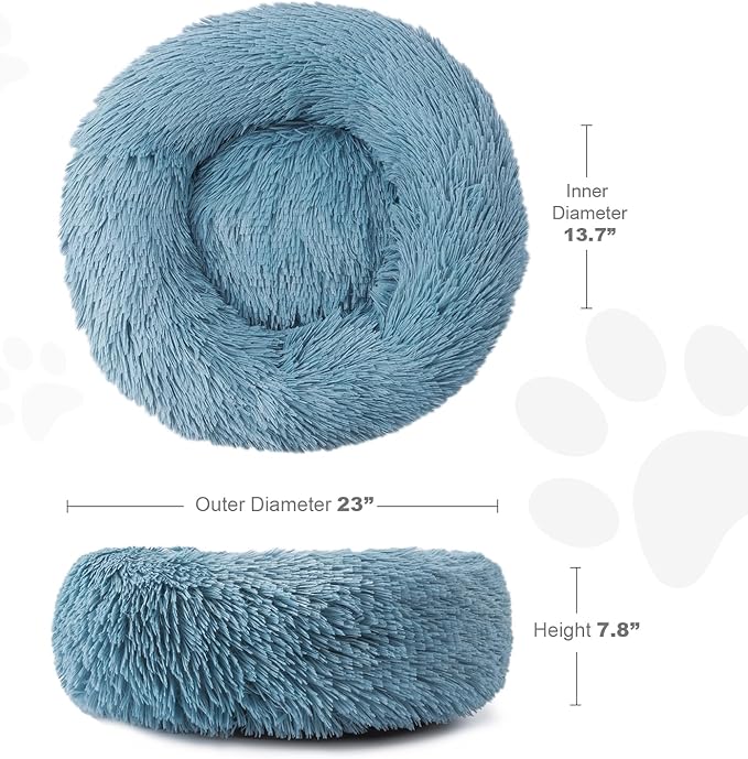 Aurako Cat Bed Dog Bed Round Cushion Pet 23" Cyan