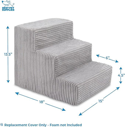 Best Pet Supplies Foam Pet Steps Cover for Small Dogs and Cats 3-Step (Cover