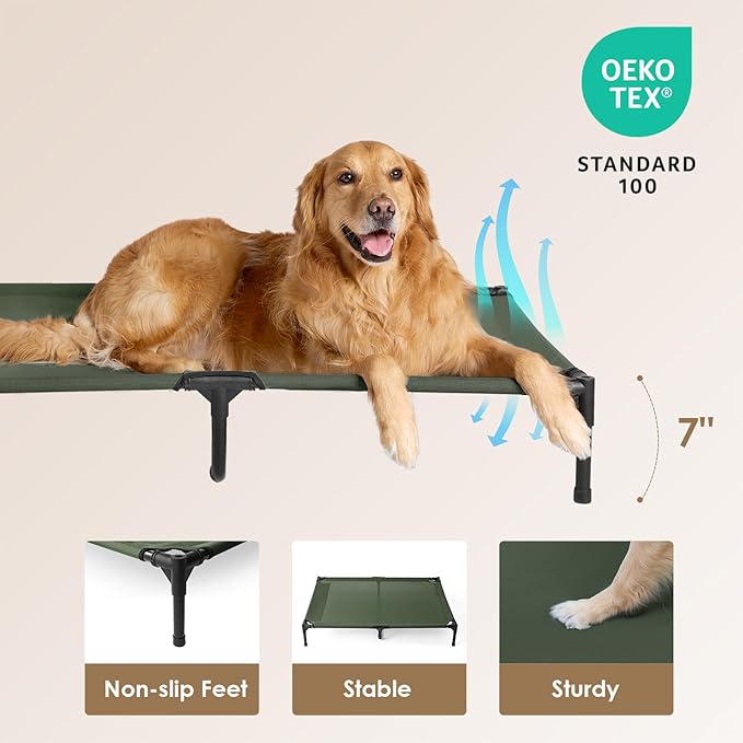 EHEYCIGA 44 Inch Elevated Dog Cot Beds for Large Dogs