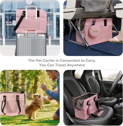 Dog Carrier, Pet Carrier for Medium to Large Cats and Small Dogs, with Removable Liner Holds Cat Carriers up to 18 lbs for Small Dogs, Soft Sided Foldable Cat Carrier(Pink)