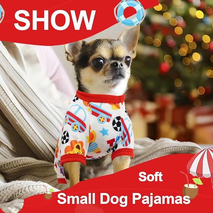 Dog Pajamas for Small Medium Dogs Summer Cute Dog Clothes Boy Girl Dog Pjs Soft Stretchy Doggie Puppy Clothes Cat Pet Jammies Outfit (Yellow